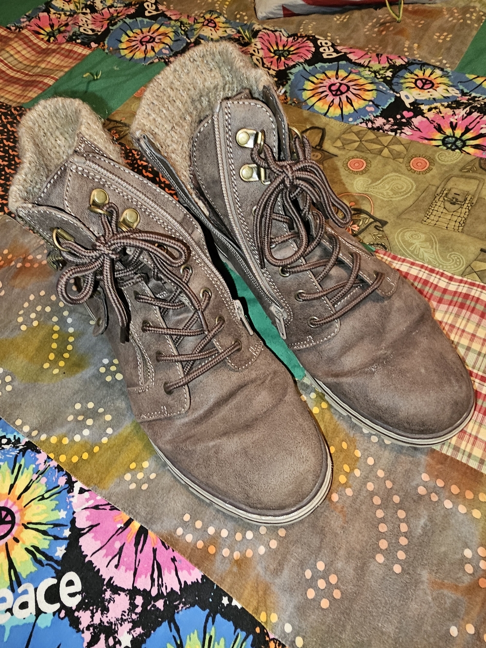 Cliffs by WHITE MOUNTAIN Brown Lace-Up Faux-Fur Ankle Boots